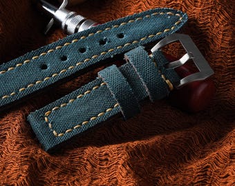 Cinturino per orologio in pelle personalizzato fatto a mano, tela patinata turchese