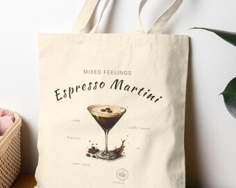 Espresso Martini Bag, Cocktail recipe bag, Vision mixology lab, Espresso tote bag, Cotton Canvas Tote Bag, After hours series