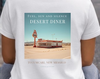 Desert Diner Route 66 Shirt, Vintage Travel Poster T-Shirt, Retro Americana Graphic Tee, Road Trip Desert Aesthetic, Visionxlab Studio