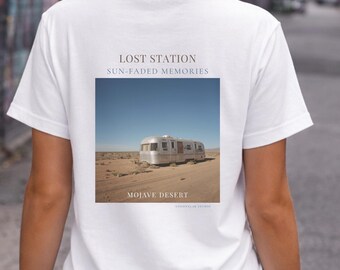 Lost Station Route 66 Shirt, Mojave Desert Vintage Poster Tee, Abandoned Trailer Graphic, Retro Road Trip T-Shirt, VisionxLab Studio
