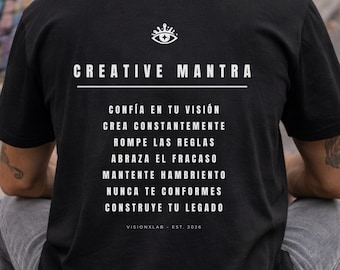 Creative Mantra T-Shirt, Spanish Edition, VisionxLab EST 2026 Shirt, Motivational Streetwear Tee, Minimal Quote Graphic Tee