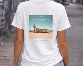 Desert Diner Route 66 Shirt, Vintage Travel Poster T-Shirt, Retro Americana Graphic Tee, Road Trip Desert Aesthetic, Visionxlab Studio