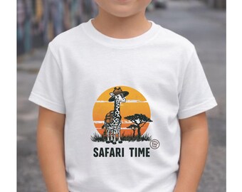 Safari Time Giraffe Kids T-Shirt | Africa Kids Club Graphic Tee | Cute Giraffe Explorer Shirt | Adventure Outfit | Safari Lover Tee