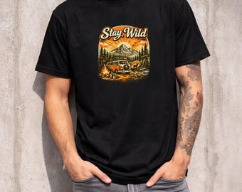 Koszulka Stay Wild - Van life - Przygoda - dzikie przygody - koszulka z motywem dzikiego życia - koszulka przygodowa