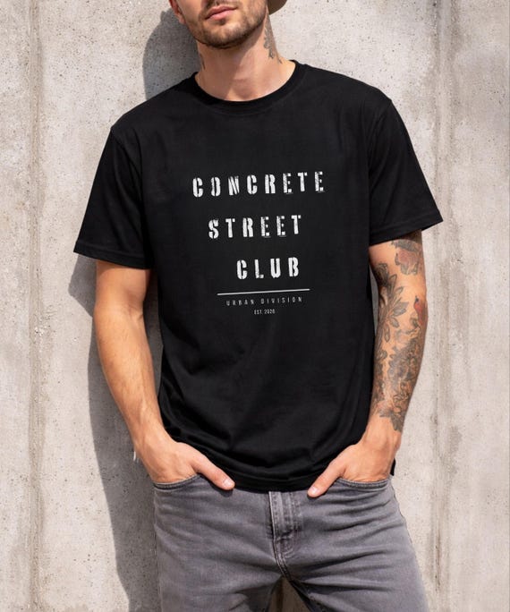 Concrete Street Club T-Shirt, Urban Streetwear Tee, Minimal Graphic Shirt, EST 2026 Clothing, City Style Tee, urban streetwear