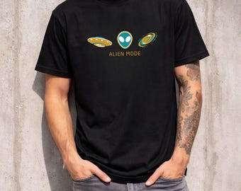 Alien Mode T-shirt - Unisex Alien, Ufo, Universe - Street Sci-Fi Black - shi-fi tee - funny alien