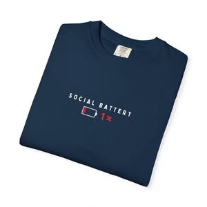 Social Battery 1% T-Shirt - Introvert Humor T-Shirt, Minimal Graphic Tee, Social Battery Shirt, Funny Introvert Shirt image 4