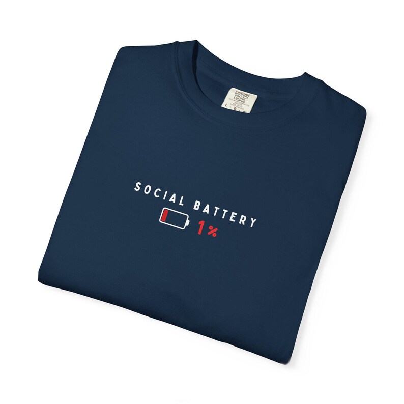 Social Battery 1% T-Shirt - Introvert Humor T-Shirt, Minimal Graphic Tee, Social Battery Shirt, Funny Introvert Shirt image 4