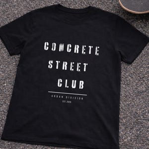 Concrete Street Club T-Shirt, Urban Streetwear Tee, Minimal Graphic Shirt, EST 2026 Clothing, City Style Tee, urban streetwear image 2