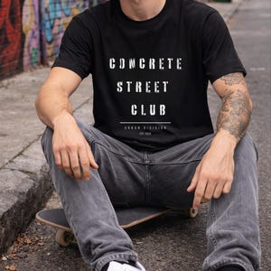Concrete Street Club T-Shirt, Urban Streetwear Tee, Minimal Graphic Shirt, EST 2026 Clothing, City Style Tee, urban streetwear image 3