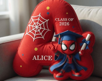Personalized Spider Man Letter Pillow, Custom 3D Super Hero Name Pillow, Spidey Friends Pillow, Baby Shower Gift