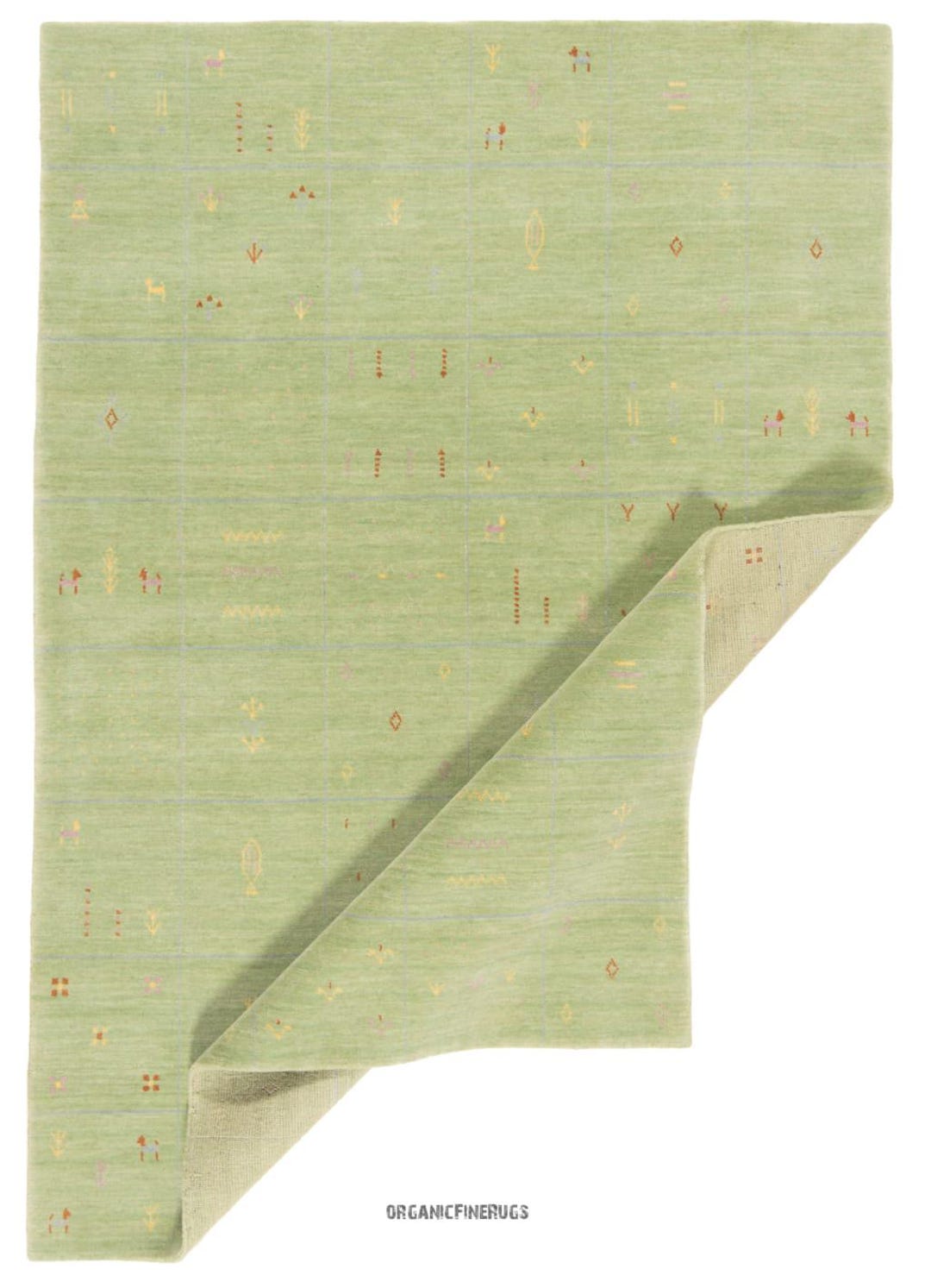 Pistachio Green Handwoven Rug, Minimal Grid Pattern Wool Carpet ...