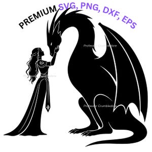 Manon & Abraxos Inspired SVG, PNG, dxf, dps, Throne of Glass Inspired Wyvern, Cricut Cut File | Minimalist Black White Art, Digital Download
