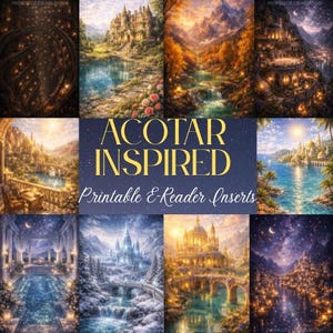 ACOTAR Courts Inspired Kindle Printable Inserts Bundle 300DPI PNG, Bookish Fantasy, Magical Courts Fantasy, Instant Digital Download