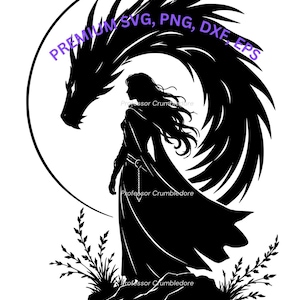 Elluin & Slatra Inspired SVG, When the Moon Hatched Inspired Dragon Silhouette, Fantasy Romance Cricut File, Dragon SVG Download