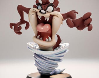Taz Tasmanian Devil Looney Tunes | Classic Tornado Pose STL Statue | Cartoon Figure