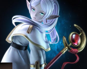 Frieren Beyond Journey’s End | Elf Mage Fantasy STL Statue | Fullsize + Bust