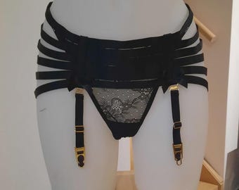 Bordelle London - Cintura porta giarrettiere, di lusso, nuova con etichette, taglia S