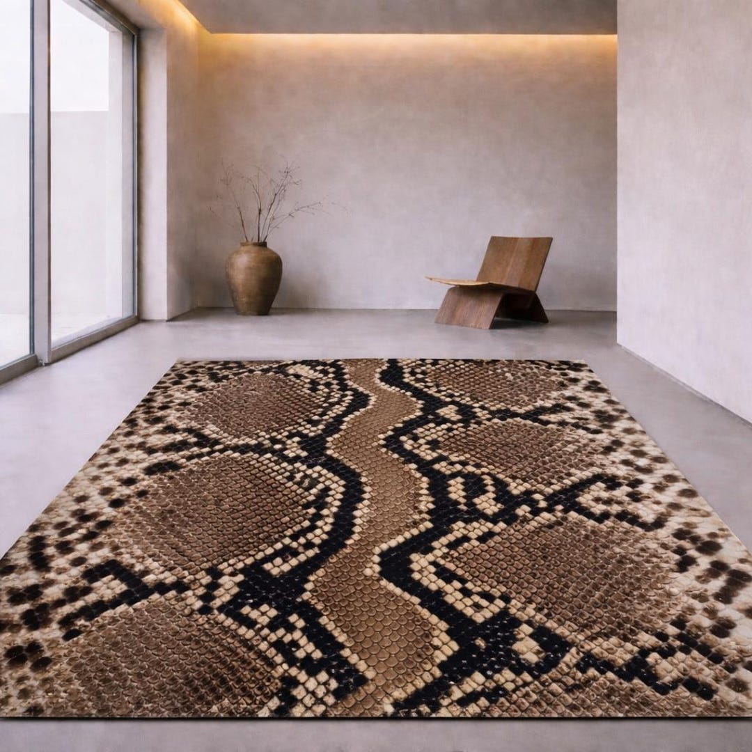 Snake Skin Pattern Rug, Exotic Animal Texture Carpet, Modern Luxury ...