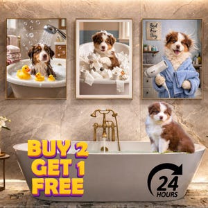 Retrato personalizado do seu animal de estimação, arte divertida para banheiro com cachorro, ilustração personalizada do seu pet (download digital)