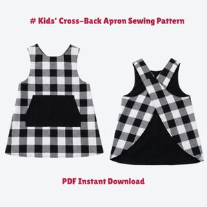 Kids Cross Back Apron Sewing Pattern | Reversible, Pocket, Sizes 1-10 (PDF Download)