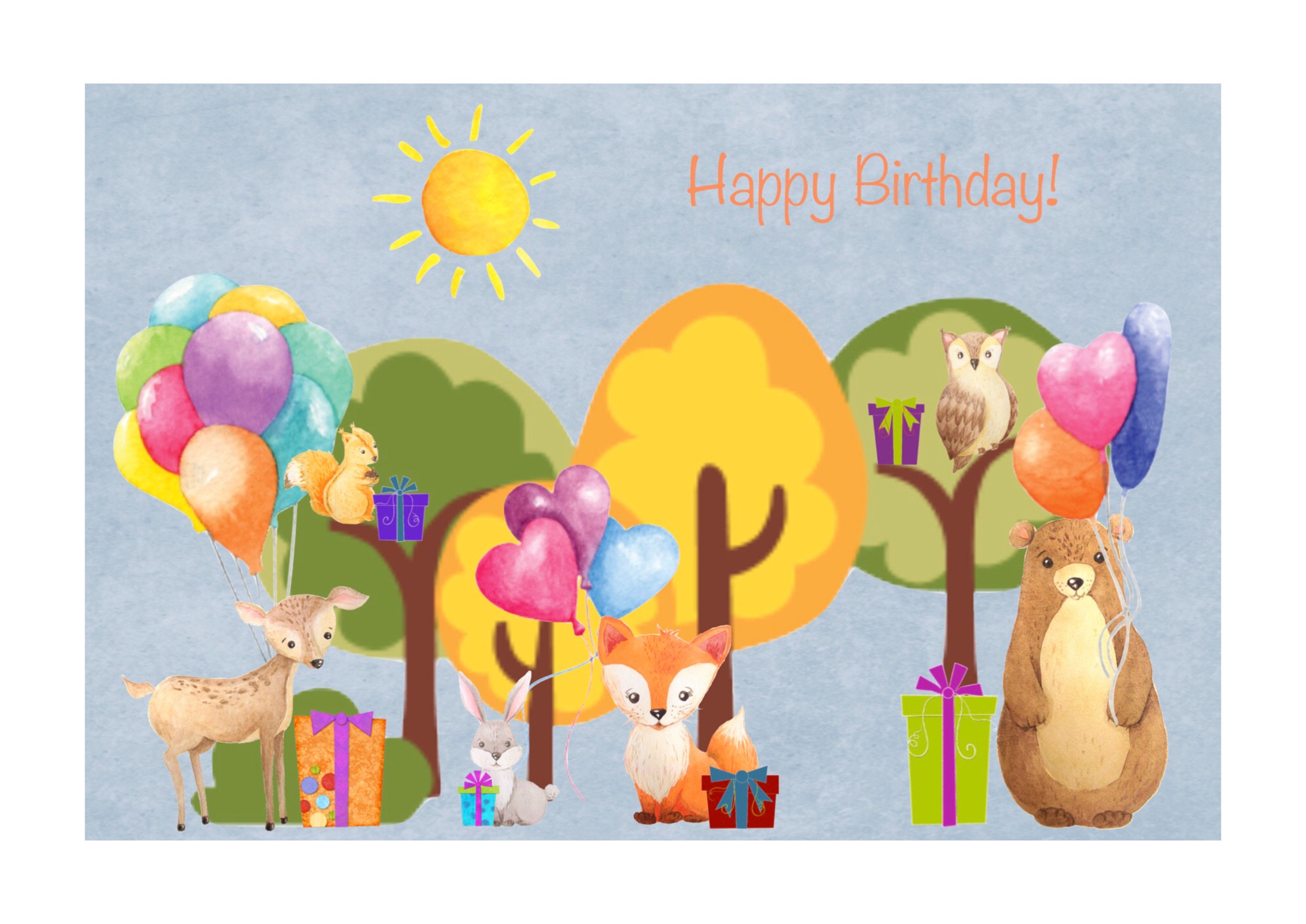 Woodland Animal Birthday Card Birthday Card Handmade in | Etsy