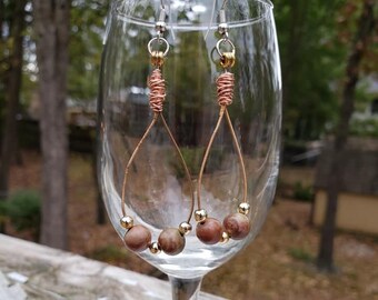 Guitar String Teardrop Earrings with Jasper