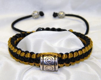 Team Spirit Braided Bracelet in Black and Antique Gold