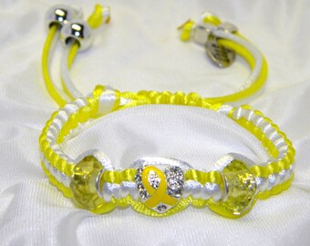 Awareness Yellow & White Braided Bracelet