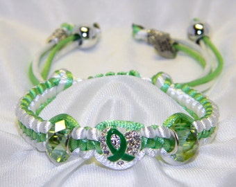 Awareness Green & White Braided Bracelet