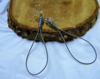 Guitar String Teardrop Earrings in Silver