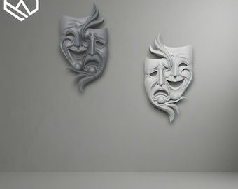 Máscara de teatro 3D STL - Escultura decorativa de pared moderna