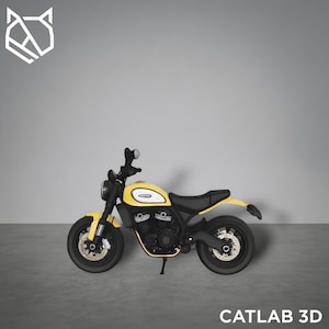 Modelo de motocicleta Scrambler STL / Moto todoterreno retro / Modelo de motocicleta imprimible en 3D / Archivo digital