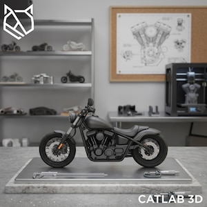 Cruiser-motorfiets STL | Chopper & Bobber Bike | 3D-afdrukbaar motormodel | Digitaal bestand
