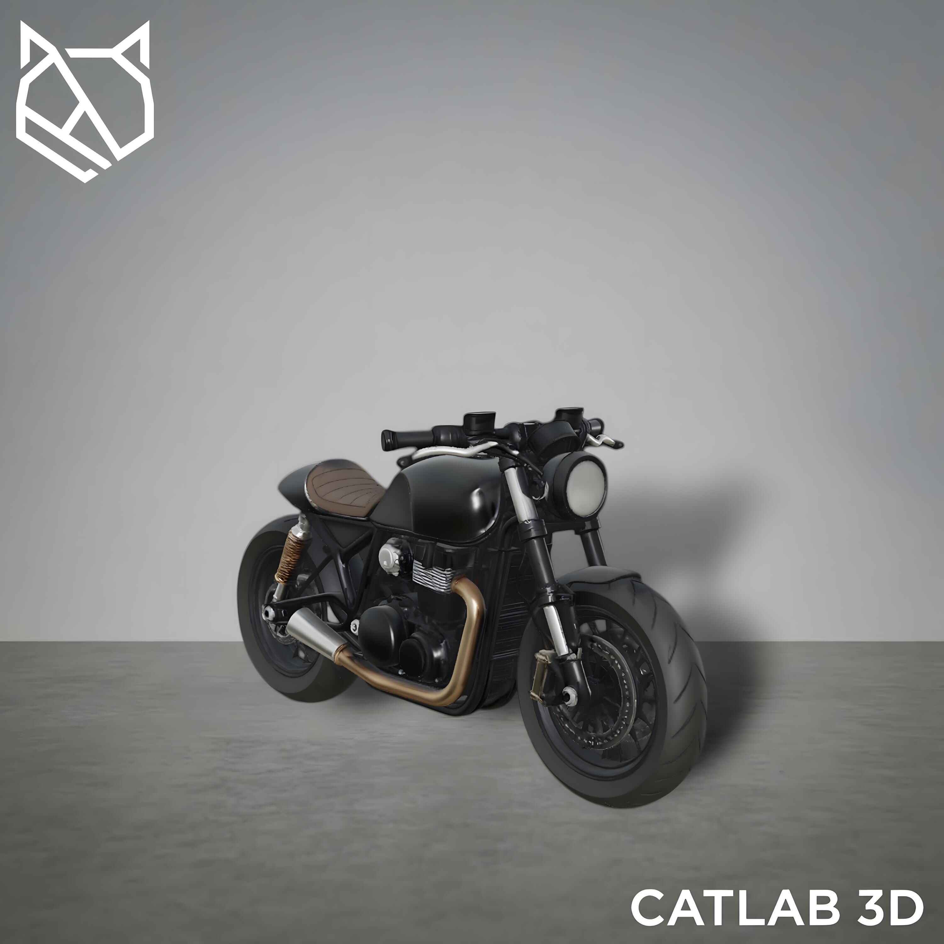 Cafe Racer Motorcycle STL | 3D Printable Bike Model | Retro Motorbike ...