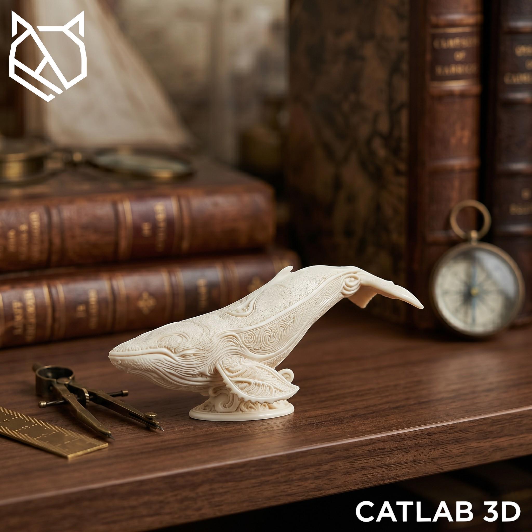 Filigree Whale Sculpture STL - 3D Printable Animal File - Home Decor