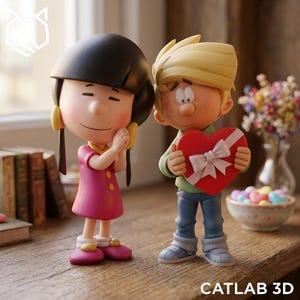 Archivo STL 3D de pareja de San Valentín / Figuras de regalo de corazón I Archivos digitales