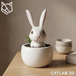 Coniglietto pasquale in vaso - Decorazione stampabile in 3D (file STL) - Decorazione per il giorno di Pasqua