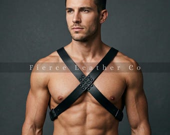 Handmade Genuine Leather Chest Harness - Adjustable Buckles - Fashion Harness For Men -Festival Wear - Male Harness
