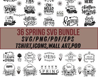 Hello Spring Quotes Sign SVG Bundle, Welcome Spring Is Here Plotter File, Floral Sublimation designs, Cut Files for Cricut & Silhouette