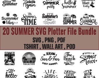 Summer plotter file, Summertime Svg bundle 2026, Coquette Hello Summer Png, beach Vacation quotes decals, Cut Files for Cricut & Silhouette