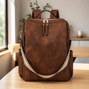 Leather Women’s Backpack Purse, Convertible Rucksack Shoulder Bag, Vintage Satchel Handbag, Stylish Gift for Her, Travel Daypack
