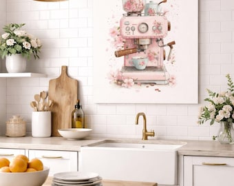Vintage Pink Espresso Machine Canvas
