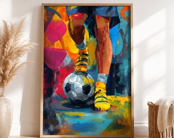 Football Player Artwork, Athlete Canvas Print, Teen Boy Bedroom Accent, Sports Fan Gift, Game Day Poster, Championship Interior Art