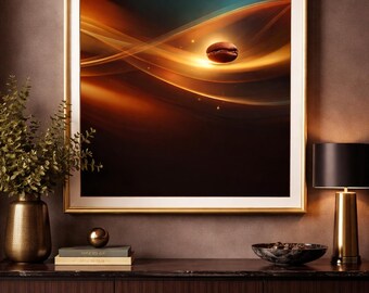 Coffee Bean Abstract Waves Rolled Poster Series No.5  | Modern Coffee Art Wall Decor
