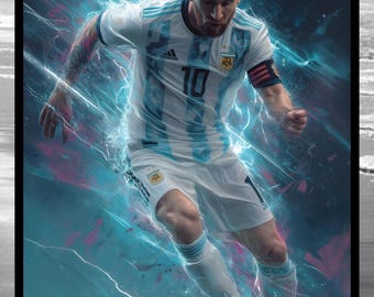 Lionel Messi Football Art, Argentina Soccer Poster, Dynamic Sports Decor (Digital Download)