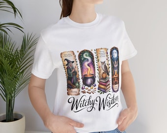 Witchy Wisdom T - shirt | Witch Cauldron, Spellbook, Tarot Panels