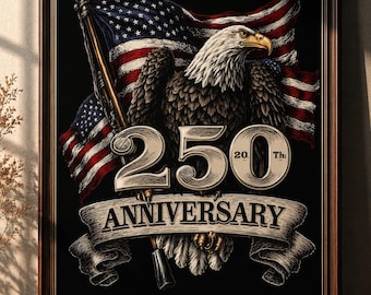 Regalo del 250 aniversario, Arte mural del águila patriótica, Decoración con la bandera estadounidense, Póster del Día de la Independencia de EE. UU., Regalo del 4 de julio para él, Regalo para veteranos