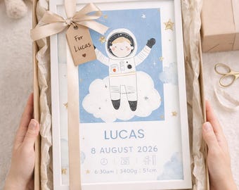 Poster personalizzato per la nascita del bambino / Decorazione per cameretta astronauta (download digitale)
