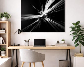 Modern Abstract Black White Burst Canvas